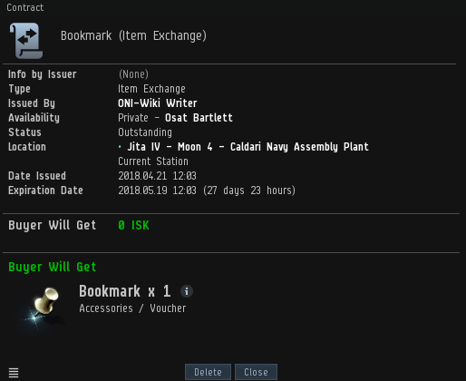 ブックマークの引き渡し契約