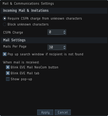 Mail & Communications Settings